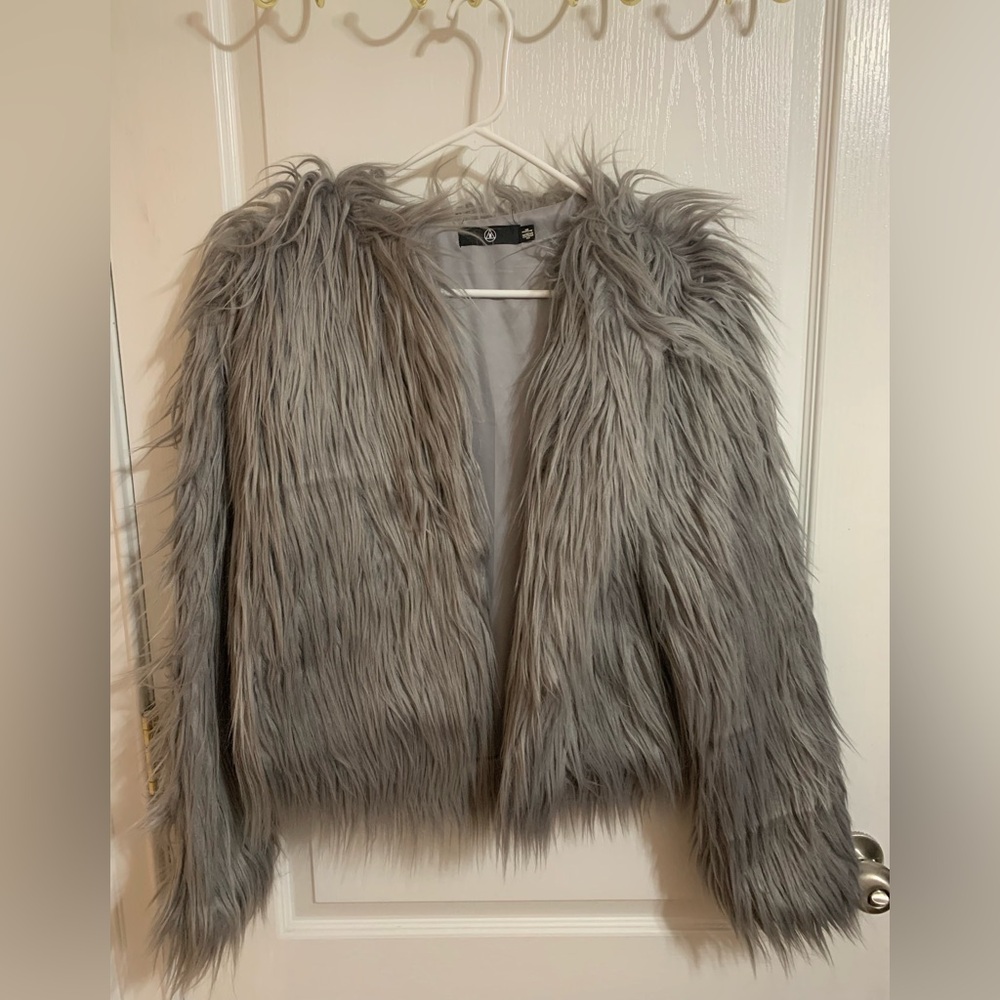 Gray Faux Fur Jacket